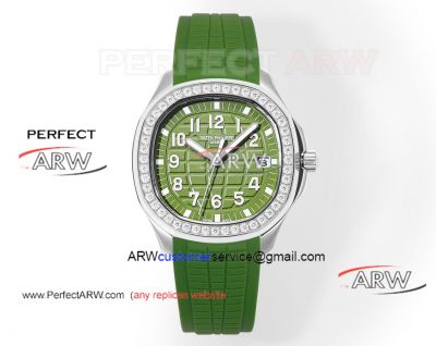 Replica Patek Philippe Grenade Aquanaut Luce5268 Series Diamond Bezel Rubber Strap Watch 